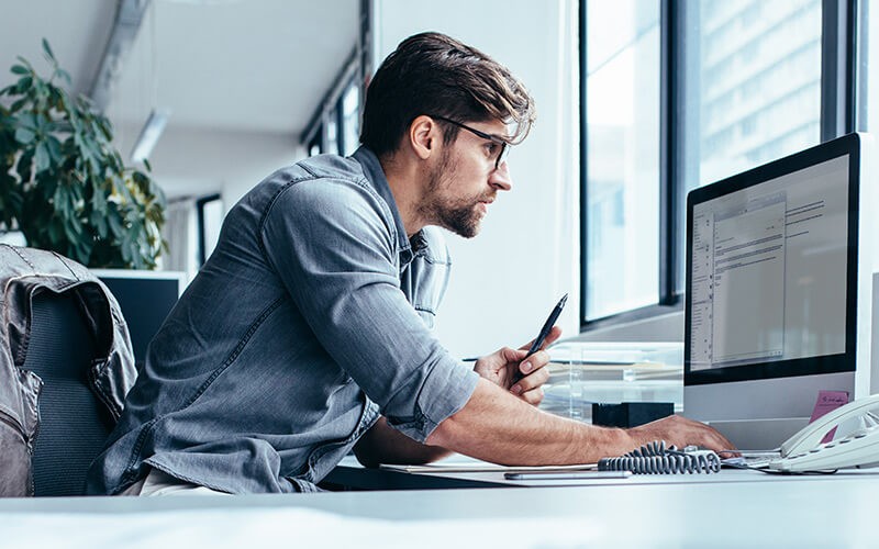 Man using a computer at the office