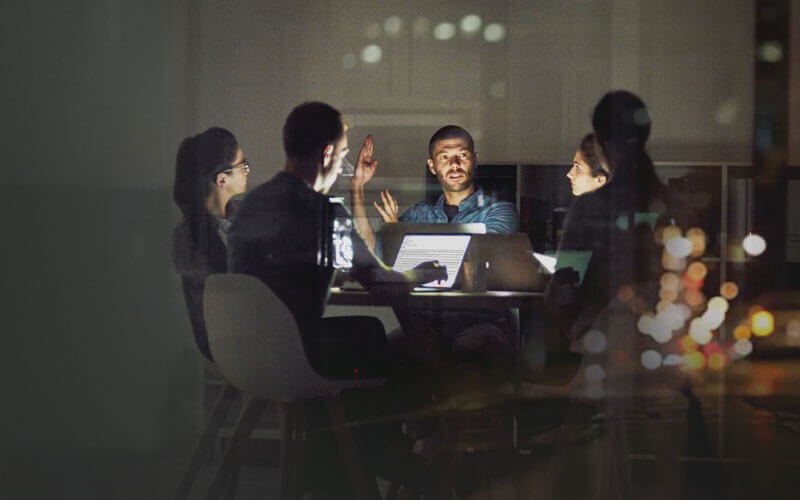 Users working at night