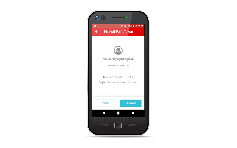 AuthPoint mobile app mockup on smart device