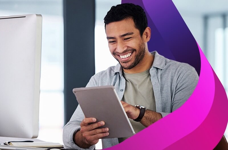 man with tablet
